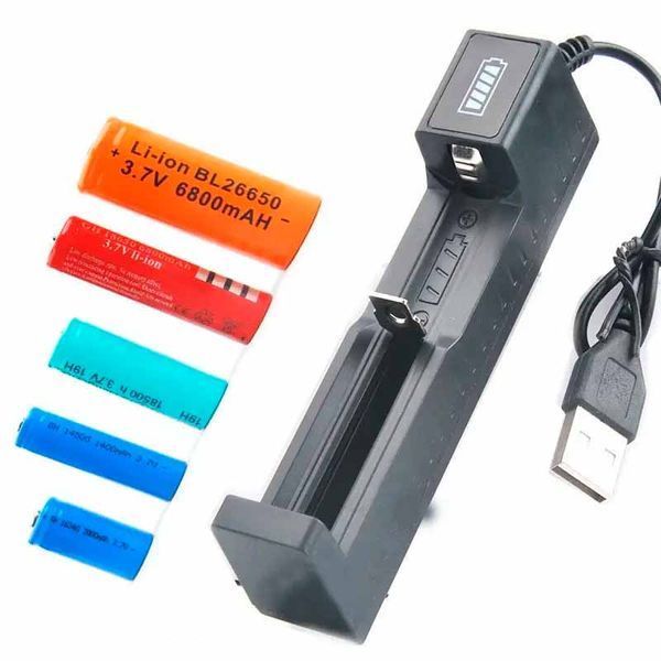 Універсальний зарядний пристрій USB для акумуляторів AA, AAA та 18650 100652 фото