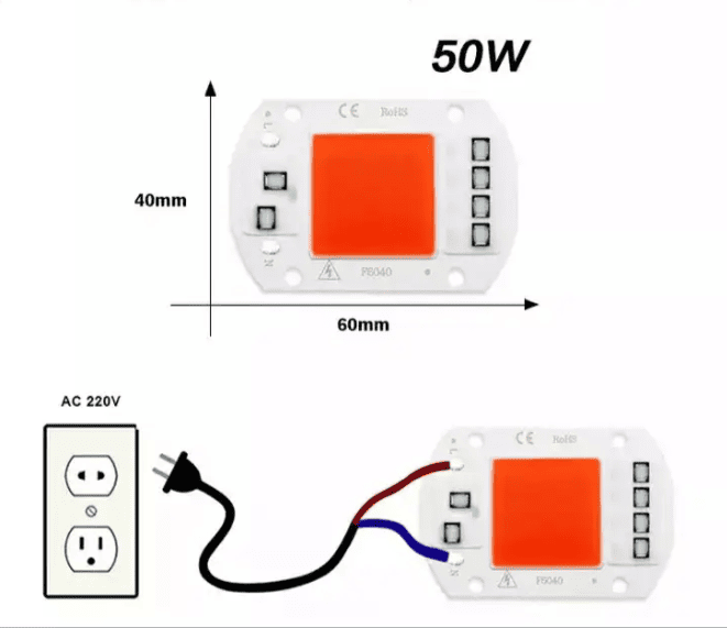 Світлодіодний модуль COB LED 50W 220В  для  рослин&nbsp; 100378 фото
