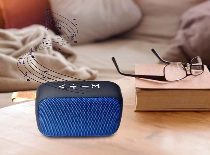 Колонка міні портативна Bluetooth з підтримкою microSD із вбудованим акумулятором.Синій 100352 фото