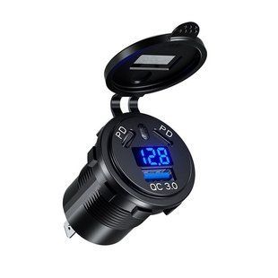 Потужна врізна автомобільна USB зарядка  подвійний PD+QC3.0 110146 фото